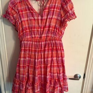 Time and Tru Pink and Red Plaid Mini Dress